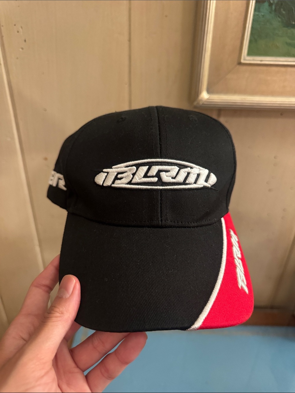 Black and Red Embroidered Logo Baseball Cap